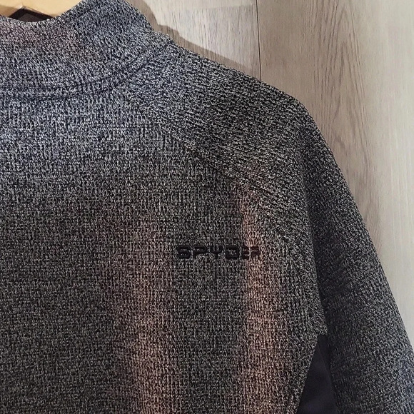 🛍Spyder Grey Black Half Zip Long‎ Sleeve Fleece Lined Pullover Mens Medium - Picture 11 of 11
